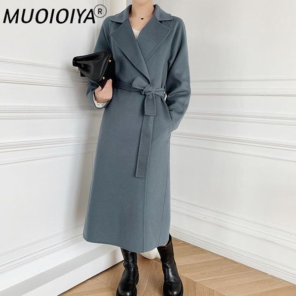 women's wool & blends autumn winter women jacket loose turn-down collar simple elegant ladies mid-length coat with sashes, Black
women's wool & blends autumn winter women jacket loose turn-down collar simple elegant ladies mid-length coat with sashes, Black