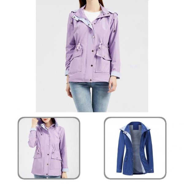 women's jackets slightly waterproof lightweight striped lining pockets women windbreaker coat for date, Black;brown
women's jackets slightly waterproof lightweight striped lining pockets women windbreaker coat for date, Black;brown