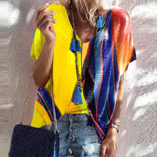 women's blouses & shirts 2021 summer elegant colorful print patchwork blouse shirt women fashion v neck loose pullover 5xl casual shor, White
women's blouses & shirts 2021 summer elegant colorful print patchwork blouse shirt women fashion v neck loose pullover 5xl casual shor, White