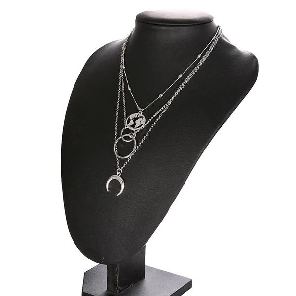 pendant necklaces fashion retro moon circle multilayer gold colodr necklace party charm jewelry accessories for women, Silver
pendant necklaces fashion retro moon circle multilayer gold colodr necklace party charm jewelry accessories for women, Silver