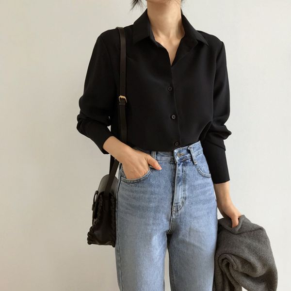 lucyever fashion black long sleeve shirts women spring summer casual turndown-neck shirts korean style solid chic lady 210521, White
lucyever fashion black long sleeve shirts women spring summer casual turndown-neck shirts korean style solid chic lady 210521, White