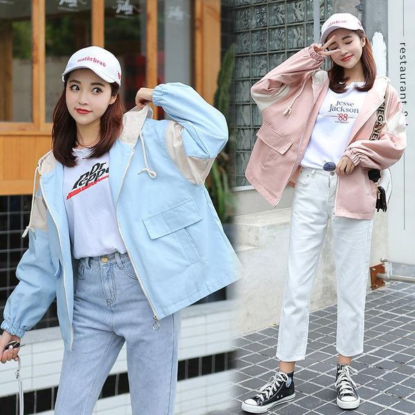 women's trench coats women stitching hooded coat 2021 spring autumn korean loose student short casual thin jacket female windbreak zipp, Tan;black
women's trench coats women stitching hooded coat 2021 spring autumn korean loose student short casual thin jacket female windbreak zipp, Tan;black