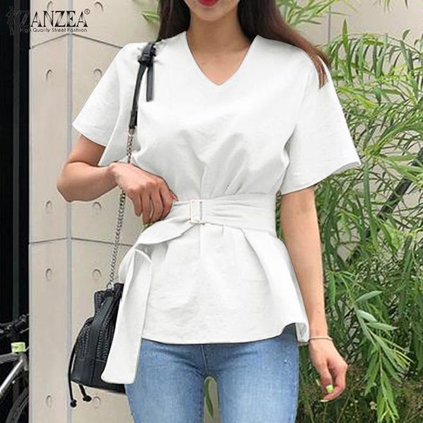 blouses fashion solid women's summer blouses belted 2021 short sleeve blusas female v neck tunic plus size chemise 5xl, White
blouses fashion solid women's summer blouses belted 2021 short sleeve blusas female v neck tunic plus size chemise 5xl, White