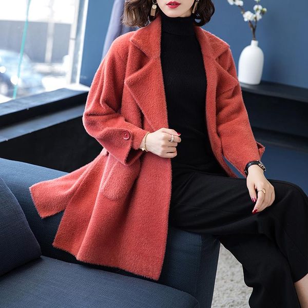 women's wool & blends brand coat 2021 autumn winter women solid color lapel fashion double breasted loose thicken warm, Black
women's wool & blends brand coat 2021 autumn winter women solid color lapel fashion double breasted loose thicken warm, Black