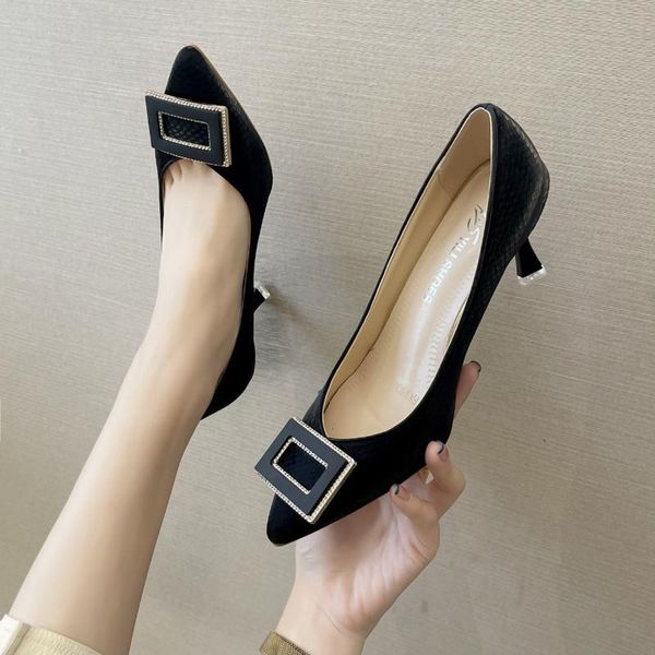 dress shoes single for spring and autumn fashion women with thin heels shallow mouth pointed high, Black
dress shoes single for spring and autumn fashion women with thin heels shallow mouth pointed high, Black