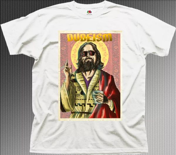the dude dudeism religion big lebowski abide funny white cotton t-shirt 9901, White;black 
the dude dudeism religion big lebowski abide funny white cotton t-shirt 9901, White;black