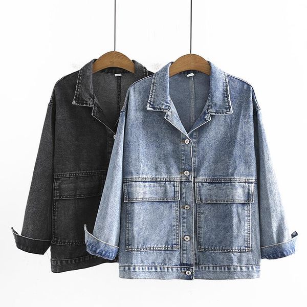 plus size outerwear & coats autumn women denim jacket size&curve clothing 2021 two pockets casual long sleeve female coat, Black
plus size outerwear & coats autumn women denim jacket size&curve clothing 2021 two pockets casual long sleeve female coat, Black