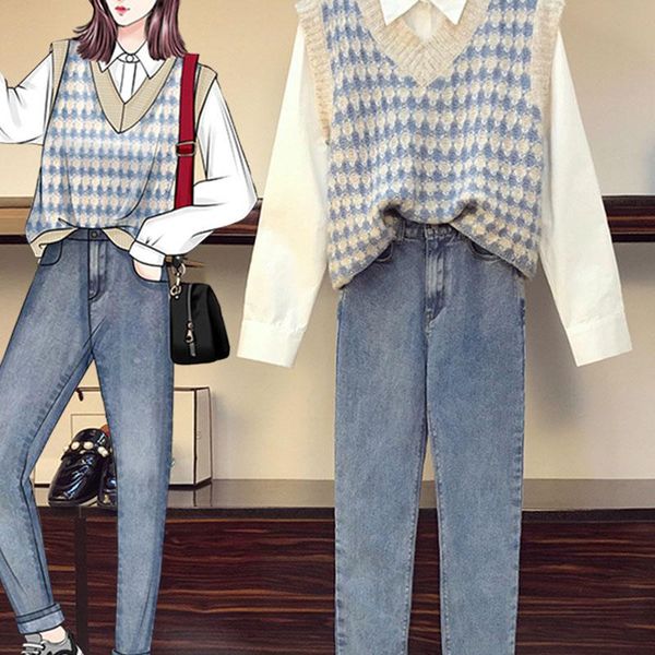 women's two piece pants 2021women sets 3 pieces outfits plus-size 3xl elegant fashion office ladies simple shirt+ retro knitted+ vest s, White
women's two piece pants 2021women sets 3 pieces outfits plus-size 3xl elegant fashion office ladies simple shirt+ retro knitted+ vest s, White