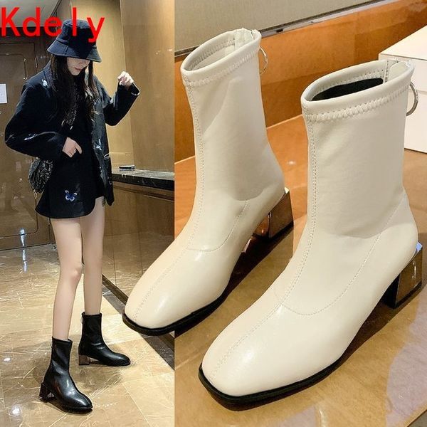 boots mid calf heels women metal short pu leather thick black beige zapatos mujer peve
boots mid calf heels women metal short pu leather thick black beige zapatos mujer peve