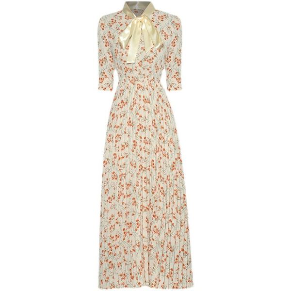 party dresses est nice designer bow collar short sleeve floral pleated dress, White;black
party dresses est nice designer bow collar short sleeve floral pleated dress, White;black