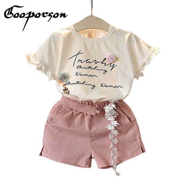 summer girls clothes set baby kids set clothing with flower letter short sleeve t shirt and lace pants cute children outfits 210715, White
summer girls clothes set baby kids set clothing with flower letter short sleeve t shirt and lace pants cute children outfits 210715, White