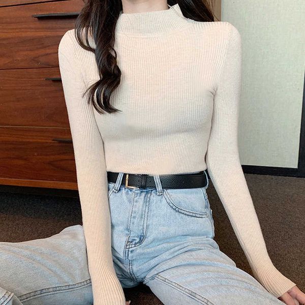 women's sweaters spring autumn thin long sleeve half turtleneck ladies jumper slim solid elastic knitted wear for female v5al, White;black
women's sweaters spring autumn thin long sleeve half turtleneck ladies jumper slim solid elastic knitted wear for female v5al, White;black