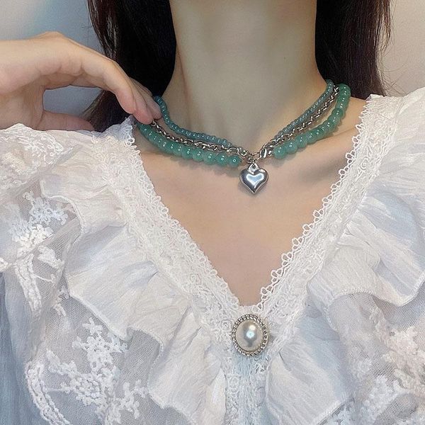 pendant necklaces origin summer exaggeration love heart multi-layer necklace for women green color beaded chunky chain jewelry, Silver
pendant necklaces origin summer exaggeration love heart multi-layer necklace for women green color beaded chunky chain jewelry, Silver