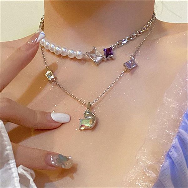 pendant necklaces harajuku elegant shiny crystal geometric square for women party trendy jewelry 2021 fairy pearl chains choker, Silver
pendant necklaces harajuku elegant shiny crystal geometric square for women party trendy jewelry 2021 fairy pearl chains choker, Silver