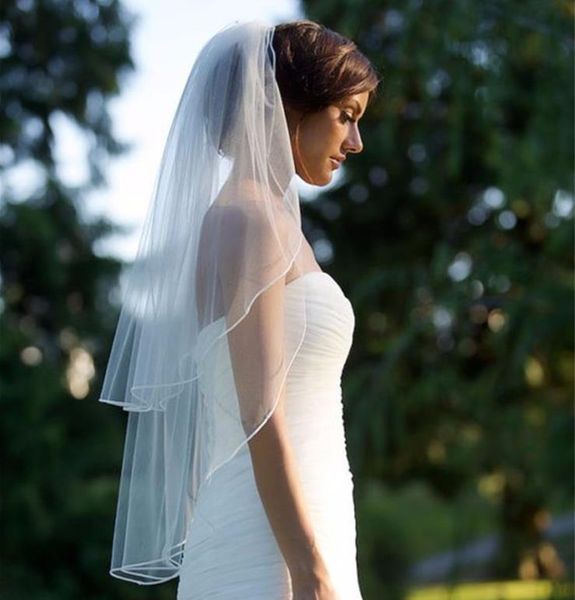 bridal veils white ivory elegant two layers with comb ribbon edge soft net wedding veil elbow length accessories veu de noiva, Black
bridal veils white ivory elegant two layers with comb ribbon edge soft net wedding veil elbow length accessories veu de noiva, Black