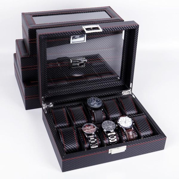watch boxes & cases 5-12 slots luxury fashion men home black color carbon fiber box storage for watches 0908-05, Black;blue
watch boxes & cases 5-12 slots luxury fashion men home black color carbon fiber box storage for watches 0908-05, Black;blue
