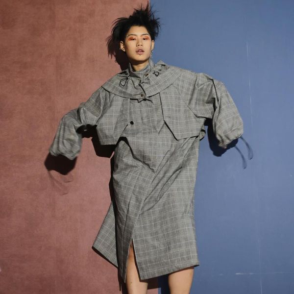 women's trench coats nanastyle windbreaker puff sleeve loose oversize detachable cap coat female autumn fashion hooded gray plaid, Tan;black
women's trench coats nanastyle windbreaker puff sleeve loose oversize detachable cap coat female autumn fashion hooded gray plaid, Tan;black