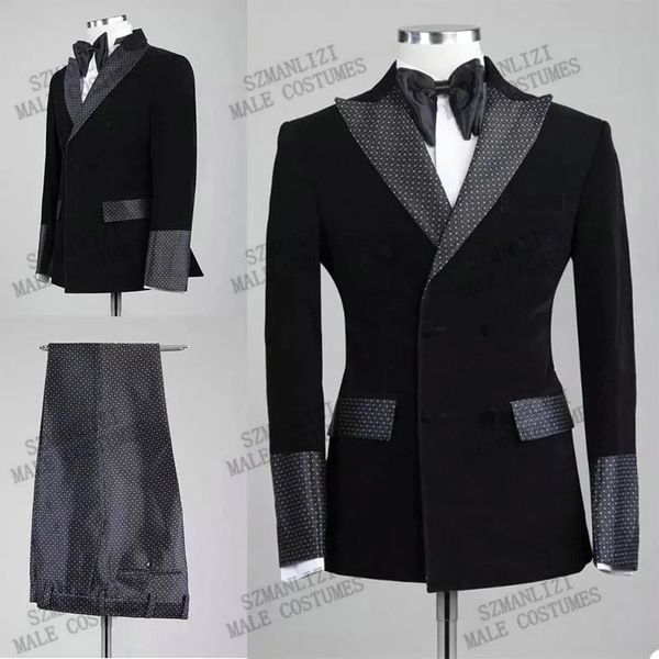 men's suits & blazers 2021 men black velvet double breasted blazer wedding groom suit dot peaked lapel tuxedo for prom man, White;black
men's suits & blazers 2021 men black velvet double breasted blazer wedding groom suit dot peaked lapel tuxedo for prom man, White;black