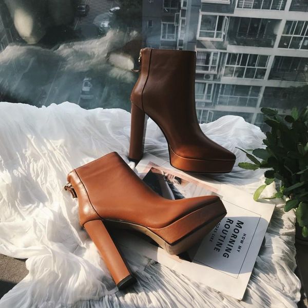 boots brown women autumn fashion beige platform winter shoes genuine leather ladies pointed toe warm, Black
boots brown women autumn fashion beige platform winter shoes genuine leather ladies pointed toe warm, Black