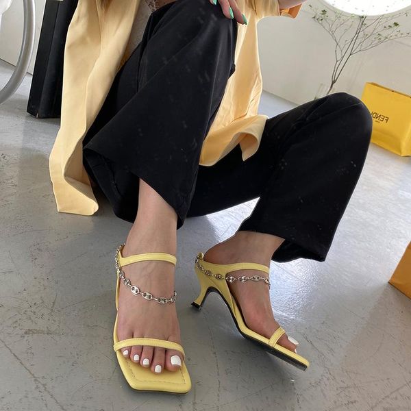 slippers narrow band women metal chain thin high heels solid color casual slides party pumps shallow size 35-39, Black
slippers narrow band women metal chain thin high heels solid color casual slides party pumps shallow size 35-39, Black