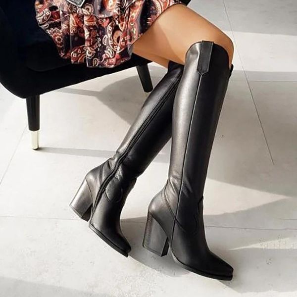 boots ladies knee winter warm non-slip zipper female party shoes trendy pu chunky heel comfortable long, Black
boots ladies knee winter warm non-slip zipper female party shoes trendy pu chunky heel comfortable long, Black