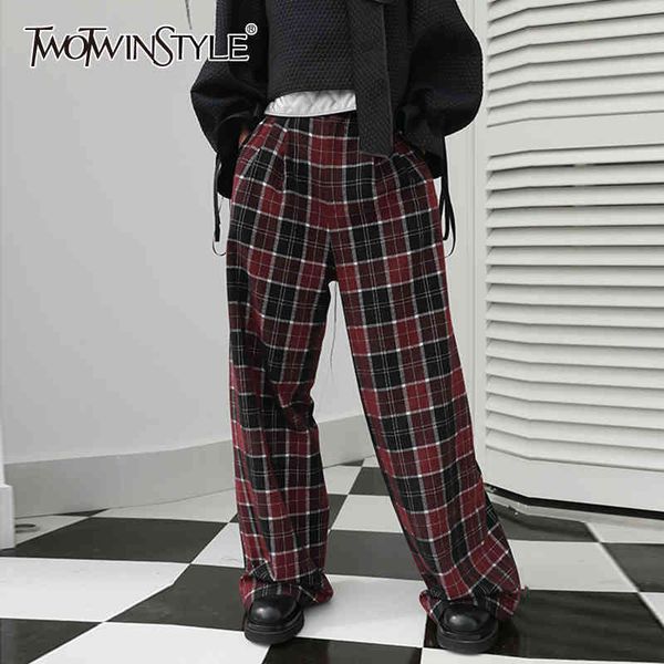 twotwinstyle plaid hit color trouser for women high waist wide leg straight casual loose pants female fashion clothing 210517, Black;white
twotwinstyle plaid hit color trouser for women high waist wide leg straight casual loose pants female fashion clothing 210517, Black;white
