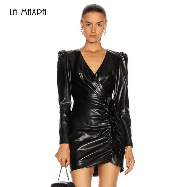 women's v-neck leather black draped back zipper bodycon long sleeve dress celebrity party club vestido casual dresses, Black;gray
women's v-neck leather black draped back zipper bodycon long sleeve dress celebrity party club vestido casual dresses, Black;gray