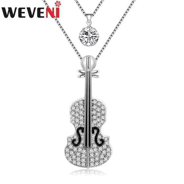 pendant necklaces weveni statement violin pendants long rhinestone chain collar fashion musical instrument tool jewelry for women, Silver
pendant necklaces weveni statement violin pendants long rhinestone chain collar fashion musical instrument tool jewelry for women, Silver
