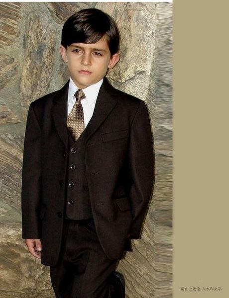 three buttons brown notch lapel boy' formal wear occasion kids tuxedos wedding party suits (jacket+pants+vest+tie) k60, Black
three buttons brown notch lapel boy' formal wear occasion kids tuxedos wedding party suits (jacket+pants+vest+tie) k60, Black