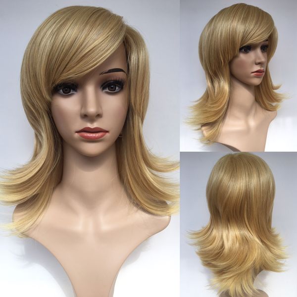 

Мода женский блондин синтетические волосы, натуральный парик, нет парик кружева, длинные Бейонсе волнистые пушистые прически высокое качество полный парики