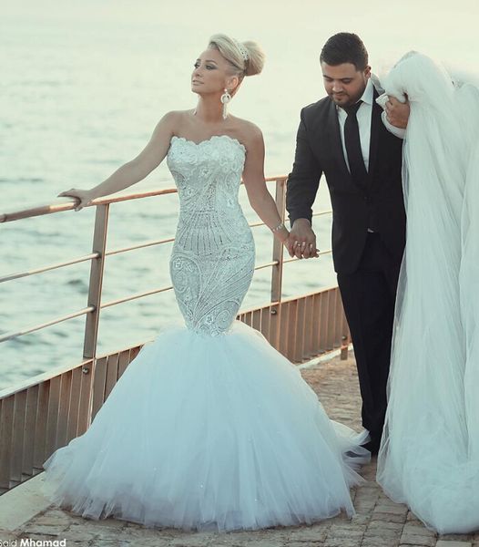 new mermaid crystal wedding dresses sleeveless 2016 sweetheart strapless bridal gowns bride dresses long train custom made, White
new mermaid crystal wedding dresses sleeveless 2016 sweetheart strapless bridal gowns bride dresses long train custom made, White