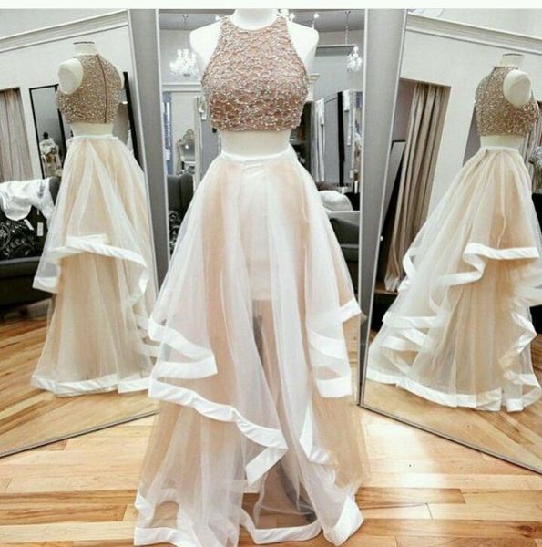 two pieces champagne 2016 prom dresses formal prom gowns occasion dresses a-line sheer neck rhinestones beaded long party celebrity qatar, Black
two pieces champagne 2016 prom dresses formal prom gowns occasion dresses a-line sheer neck rhinestones beaded long party celebrity qatar, Black