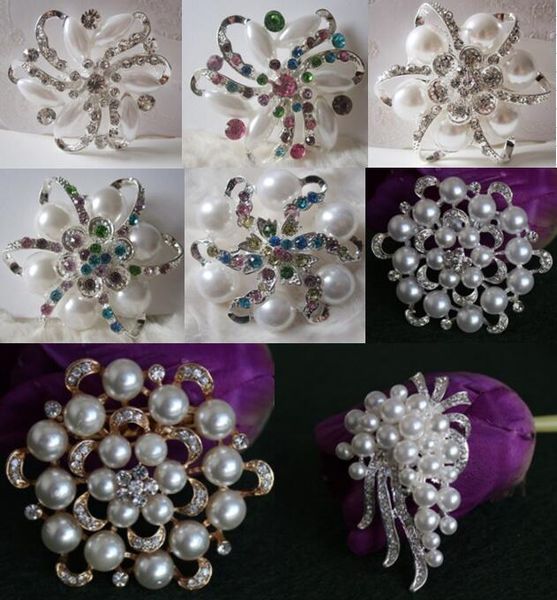 8 mix styles vintage alloy large size flower rhinestone diamante crystal pearl brooch for women and bridal party, Gray
8 mix styles vintage alloy large size flower rhinestone diamante crystal pearl brooch for women and bridal party, Gray