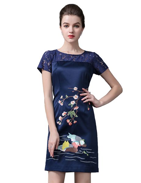 vintage embroidery women sheath dress lace patchwork short sleeve party dresses 11k609, White;black
vintage embroidery women sheath dress lace patchwork short sleeve party dresses 11k609, White;black