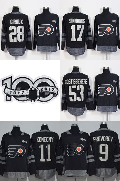 2017 new brand mens philadelphia flyers 9 ivan provorov 11 travis konecny 17 wayne simmonds 28 giroux black 100th anniversary hockey jerseys, Black;red
2017 new brand mens philadelphia flyers 9 ivan provorov 11 travis konecny 17 wayne simmonds 28 giroux black 100th anniversary hockey jerseys, Black;red