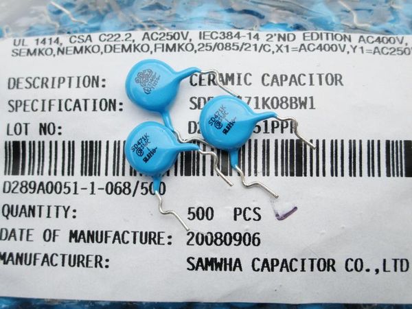 south korea samwha safety y capacitors x1y1 471 470pf 400v feet away from p10mm
south korea samwha safety y capacitors x1y1 471 470pf 400v feet away from p10mm