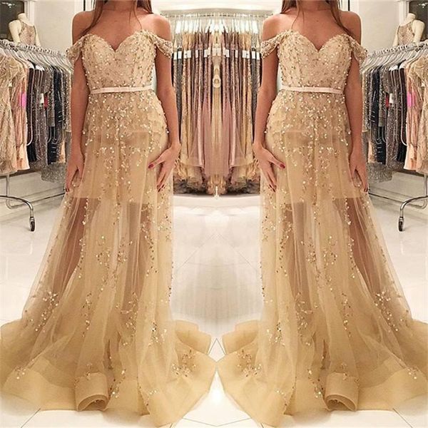 2018 sparkle gold off the shoulder long prom dresses a line tulle sequins formal evening gowns vintage fashion party wear, Black
2018 sparkle gold off the shoulder long prom dresses a line tulle sequins formal evening gowns vintage fashion party wear, Black