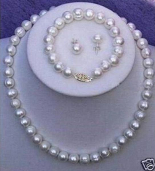 new fine genuine pearl jewelry set 9-10mm real white pearl necklace 18inch bracelet 7.5inch earring set, Black
new fine genuine pearl jewelry set 9-10mm real white pearl necklace 18inch bracelet 7.5inch earring set, Black