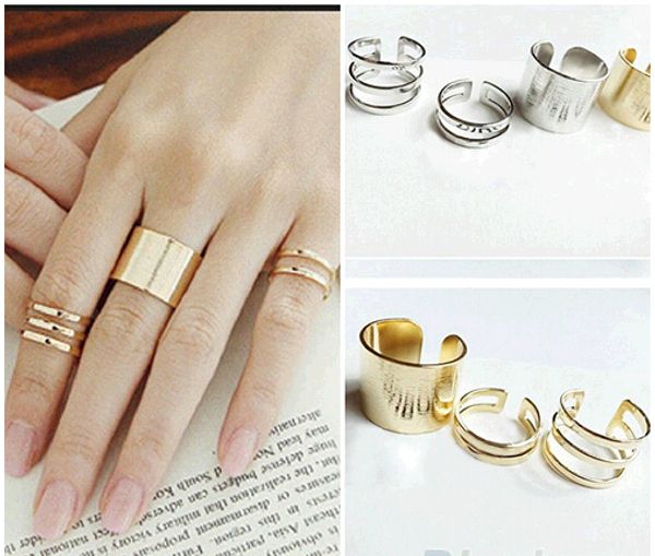 stylish of finger knuckle open ring high grade polishing alloy fashion jewelry cluster rings 3pcs set r083, Golden;silver
stylish of finger knuckle open ring high grade polishing alloy fashion jewelry cluster rings 3pcs set r083, Golden;silver
