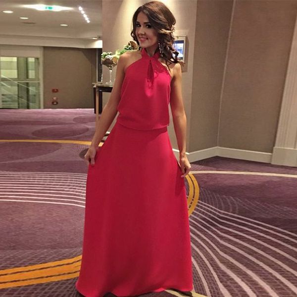 halter red prom gowns elegant backless evening gown simple chiffon fashion a line formal party gowns, Black
halter red prom gowns elegant backless evening gown simple chiffon fashion a line formal party gowns, Black