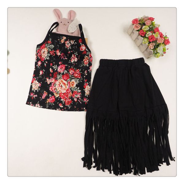 2015 summer girls outfit floral t shirts for girls tassel skirt for girls floral long skirt sets in stock, White
2015 summer girls outfit floral t shirts for girls tassel skirt for girls floral long skirt sets in stock, White