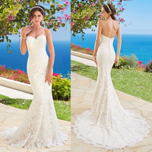 kitty chen mermaid wedding dresses sweetheart sleeveless backless full lace beach bridal gowns sweep train wedding dress, White
kitty chen mermaid wedding dresses sweetheart sleeveless backless full lace beach bridal gowns sweep train wedding dress, White