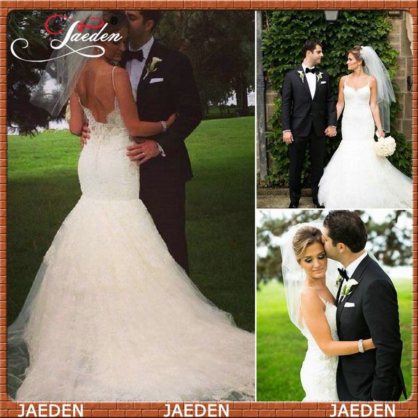 selling lace applique spaghetti straps mermaid wedding dresses backless sweep train bridal gowns exquisite plus size cheap, White
selling lace applique spaghetti straps mermaid wedding dresses backless sweep train bridal gowns exquisite plus size cheap, White