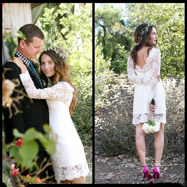 2019 sale short wedding dresses long sleeve jewel neck sheath mini simple design bridal gowns for garden wedding custom made, White
2019 sale short wedding dresses long sleeve jewel neck sheath mini simple design bridal gowns for garden wedding custom made, White