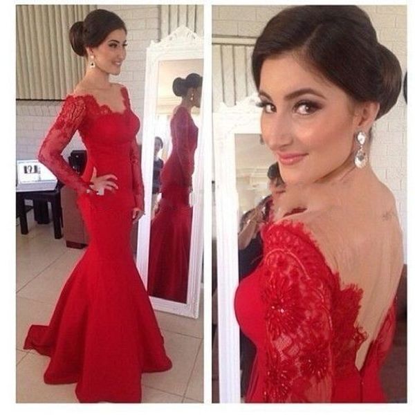 red lace applique deep v-neck long sleeve mermaid gorgeous evening dresses backless party prom dress gowns exquisite plus size, Black;red
red lace applique deep v-neck long sleeve mermaid gorgeous evening dresses backless party prom dress gowns exquisite plus size, Black;red