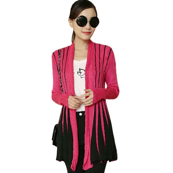 wholesale- sweater women 2016 new v-neck knit cardigan coat slim long jumper gradient striped sweaters jacket clothing vestidos mmy475, White;black
wholesale- sweater women 2016 new v-neck knit cardigan coat slim long jumper gradient striped sweaters jacket clothing vestidos mmy475, White;black
