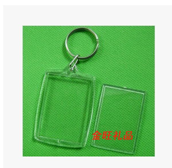 

wholesale-100pcs blank acrylic rectangle keychains insert p keyrings (key ring chain)2"x 1.25",plastic p frame keychain, Silver