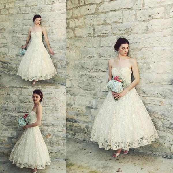 vintage 1950s tea length wedding dresses antique ivory lace a-line sweetheart full skirt beach bridal gowns plus size vestidos de novia, White
vintage 1950s tea length wedding dresses antique ivory lace a-line sweetheart full skirt beach bridal gowns plus size vestidos de novia, White