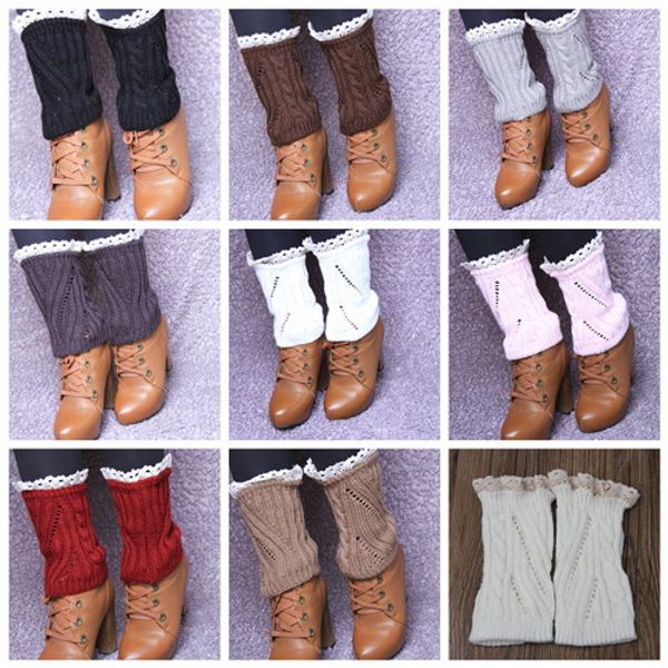 

New Lace twist Crochet Knit Leg Warmers Boot Cuffs Toppers Boot Socks 23pairs/lot #3911, Pink