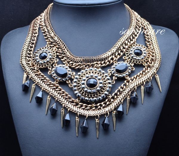 0006- goth choker big fashion necklace bohemia necklace turquoise gemstone jewelry vintage women statement necklace 2 colors, Black
0006- goth choker big fashion necklace bohemia necklace turquoise gemstone jewelry vintage women statement necklace 2 colors, Black